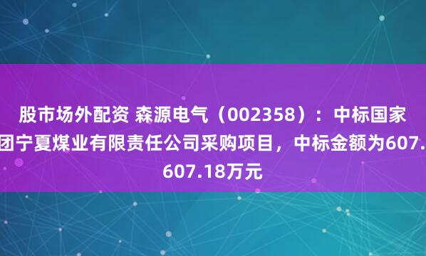 股市场外配资 森源电气（002358）：中标国家能源集团宁夏煤业有限责任公司采购项目，中标金额为607.18万元